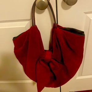 Valentino Red suede360 bow hobo Original Vintage,Real no stains or rips